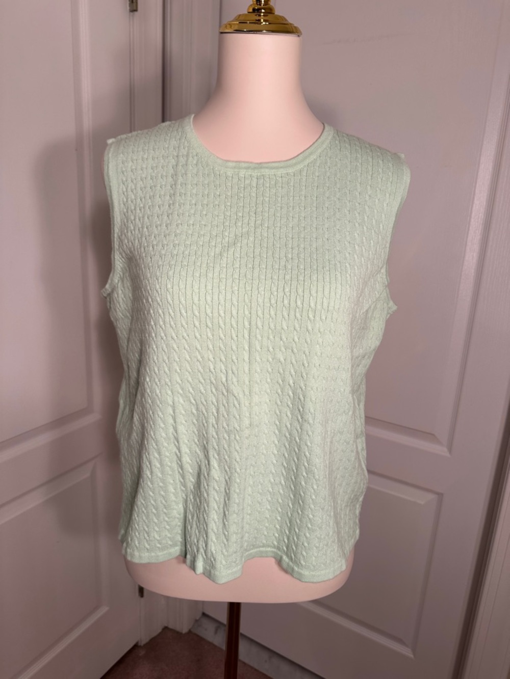 Karen Scott Sleeveless Women’s  Cable Knit Tank Top - Mint. Sz XL